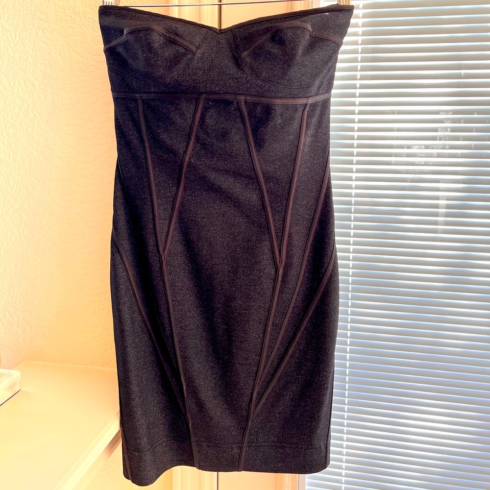Black strapless mini dress. Very comfortable. No longer fits me.